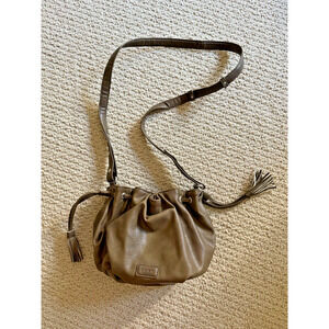Ecco Faux Leather Shoulder Bag Drawstring Small Hobo Purse